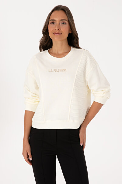 U.S. Polo Assn. سويت شيرت نسائي ذو رقبة دائرية باللون الكريمي 50307792-VR256