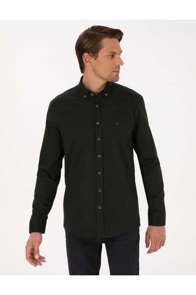 Pierre Cardin Haki Regular Fit Uzun Kollu Gömlek 50316736-VR027
