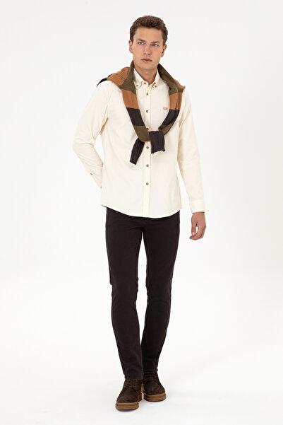 U.S. Polo Assn. Men's Cream Long Sleeve Shirt 50315915-Vr071