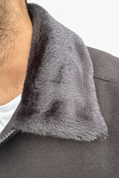 Plus Scorpion Erkek Kaşe Mont Kürklü Yaka Astarlı Fermuarlı Kışlık Ceket –