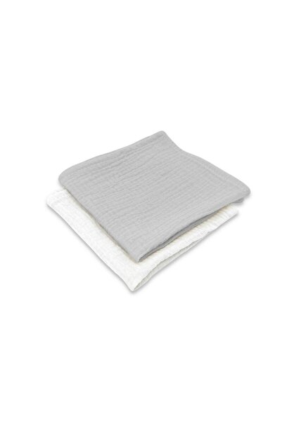 Qmini Set 2 museline, Qmini, Multifunctionale, 30x30 cm, Grey si Cream