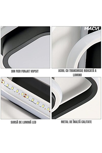 MACVI ® Round LED Ceiling Light, 32W, 3600 lm, 6500K, aluminum, IP20, modern black/white, 27×22 cm
