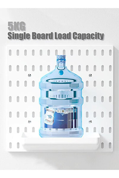 Generic مجموعة منظم حائط من 4 قطع من لوح خشبي أبيض مع رف حائط للتخزين والعرض، وحدات قابلة للتعليق