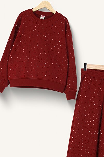 DMB BOYS & GIRLS Girl Child Stone Printed Wide Leg Cotton Tracksuit Set