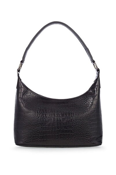 Bilik Deri Crocodile Black Women's Shoulder Bag Blm 8107-Kr