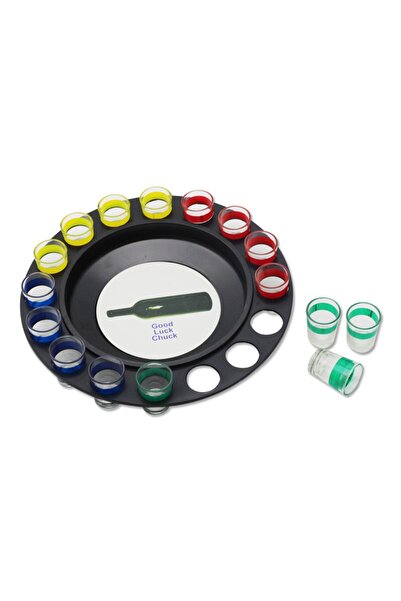 Flippy Flippy Truth or Dare Board Game, Roulette with 16 Glass Shot Glasses, Multicolor