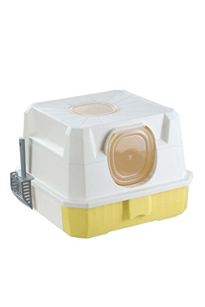 COOYA Cat Litter Box with Cat Litter Mat and Scoop, Large Foldable Litter Front Entry Box with Lid