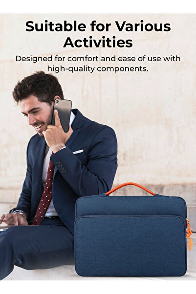 Glassology حقيبة كمبيوتر محمول مقاس 14 بوصة مزودة بمقبض - حماية زرقاء أنيقة