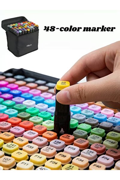 Generic مجموعة أقلام تحديد مزدوجة النهاية مكونة من 48 لونًا، مناسبة لجميع الأعمار والتعليم في مرحلة الطفولة المبكرة