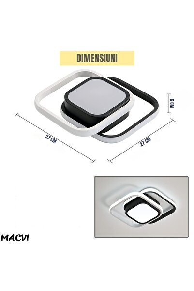 MACVI ® Round LED Ceiling Light, 32W, 3600 lm, 6500K, aluminum, IP20, modern black/white, 27×22 cm