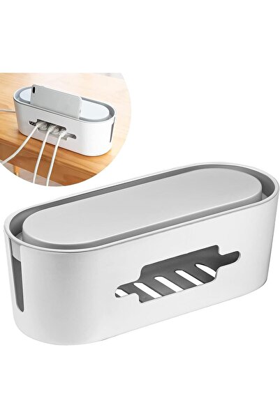 X SPRING Cable Management Box - Ventilated Power Strip Holder, Multifunctional Desk Cable Organizer