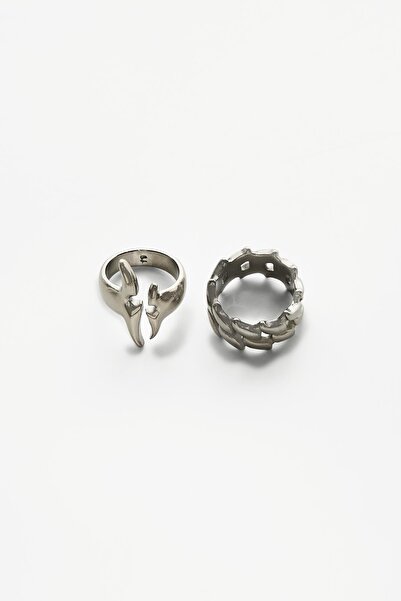 Bershka 2'li çelik yüzük seti