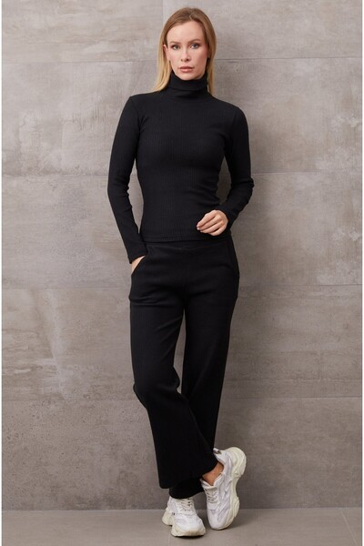 moda felinya Women's Black Fishbone Collar Tie-Dye Double Set