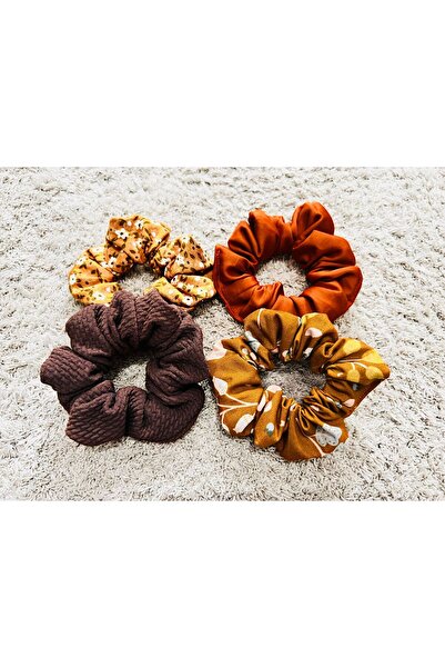 ATELIER ALEDA Set of 4 hair elastics/scrunchies, autumn colors and prints