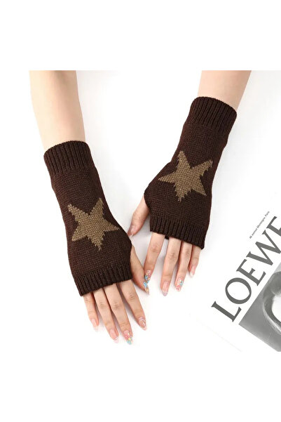 TATA CRAFT Yıldız Design Безпальцеві в'язані рукавички з розрізом Вуличний одяг Модний стиль