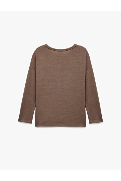 Koton Rahat Kalıp Uzun Kollu Bisiklet Yaka Triko Pijama Üstü