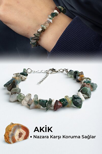 Uçar Doğaltaş Hint Akik Doğal Kırık Taş Bileklik