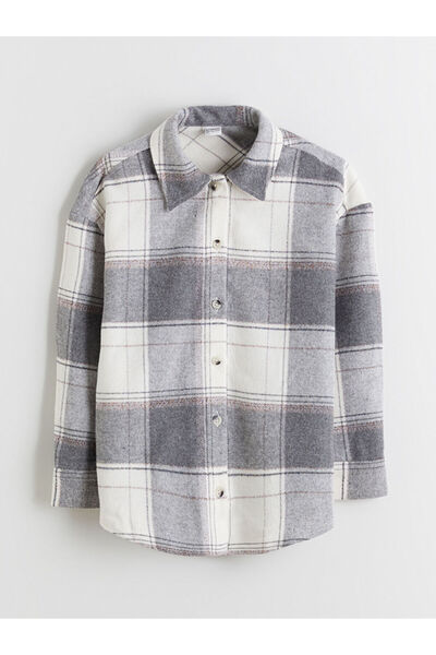 LC Waikiki Gray Plaid Girl's Shirt