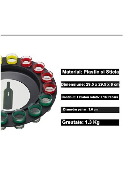 Flippy Flippy Truth or Dare Board Game, Roulette with 16 Glass Shot Glasses, Multicolor