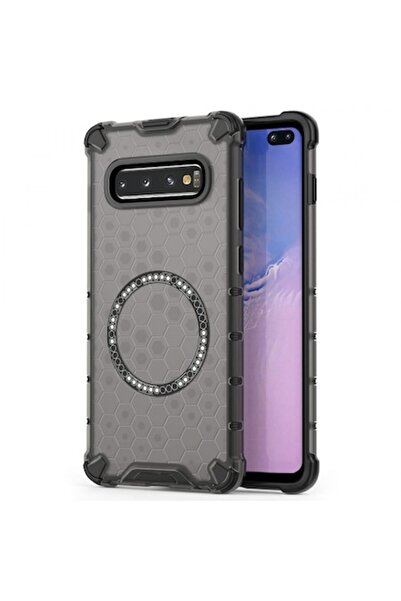 Stef's Cat Husă MagSafe pentru Samsung Galaxy S10+ G975, protecție tip fagure de miere, neagră