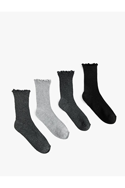Koton Pamuk Karışımlı Fırfırlı 4'lü Soket Çorap Seti