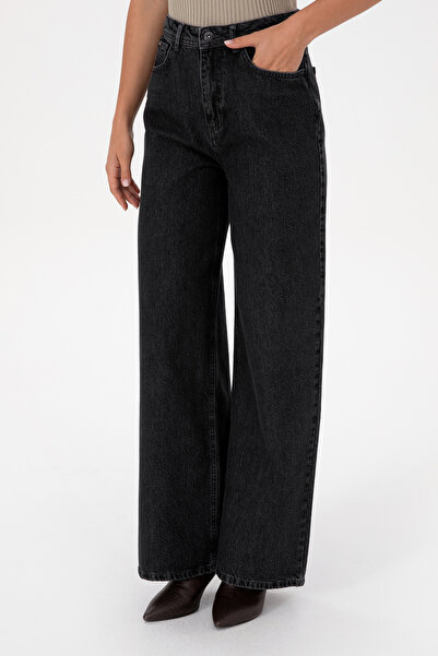 U.S. Polo Assn. Kadın Antrasit Loose Fit Jean Pantolon 50308792-VR006