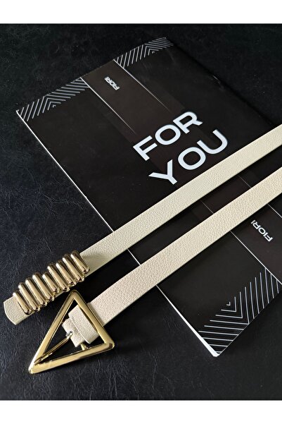 Fiori Women's Trouser Belt, Jacket Belt, Dress Belt, Shirt Belt with Triangle Gold Buckle