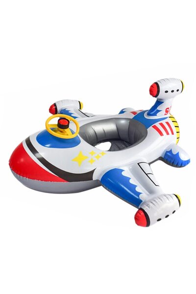 MACVI ® Inflatable Swim Ring for Kids, plane design with horn, multicolor, 1-4 yrs, durable material