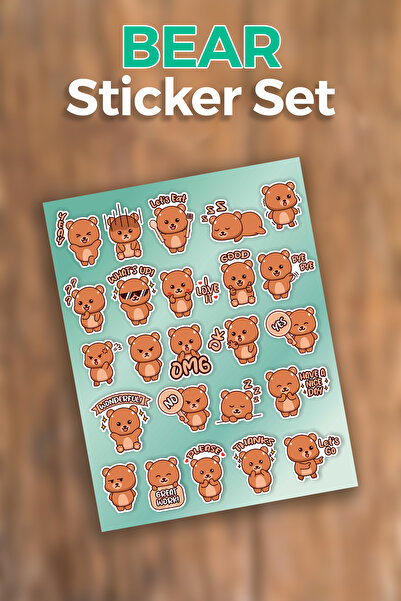 tifopix Sevimli Ayıcık Sticker Seti - Planner Ajanda Bullet Journal Laptop Be...