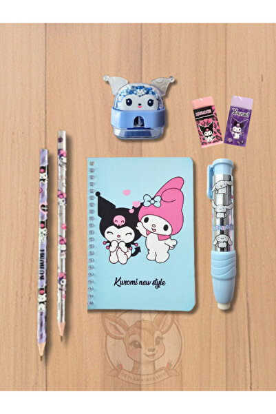 Ceylan Kırtasiye 7 li Sanrio Kırtasiye Seti Kuromi Kurşun Kalem Roket Silgi K...