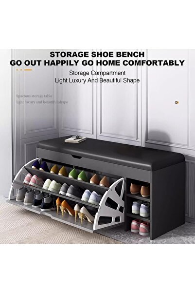 fulina Shoe Cabinet,Narrow Shoe Tipper Seat Bench with Seat Cushion Shoe Bench,Light Grey-60x30x51cm