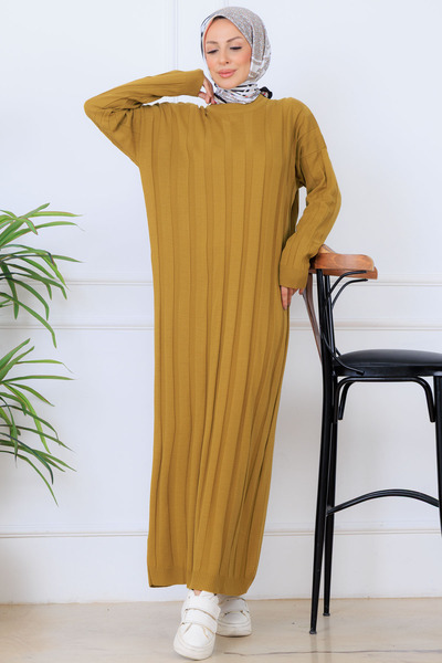 benguen Self-Stripe Knitwear Dress K3021 Oil Green
