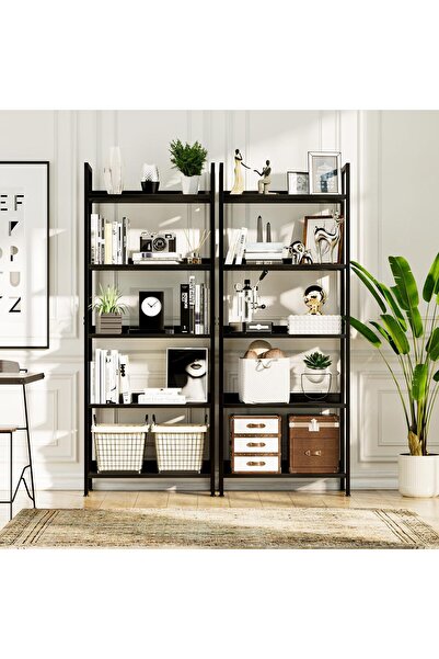 Gogoya 5-Tier Metal Frame Bookshelf - 60x30x154cm (Black)