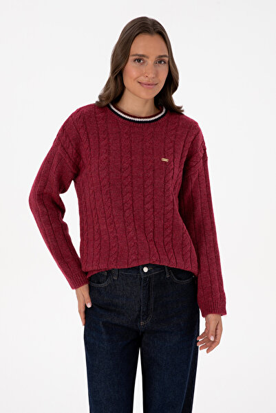U.S. Polo Assn. Women's Dark Raspberry Crew Neck Sweater 50307878-Vr104