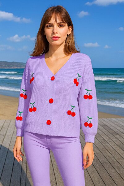 GİRERA Punch Cherry Embroidered Cardigan