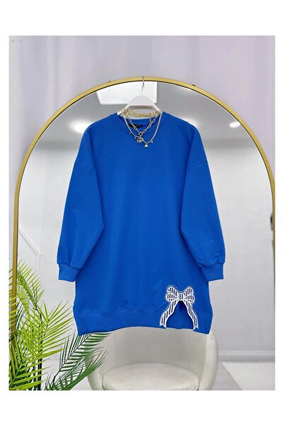 YEDİLALE Bow Detail Zero Neck Combed Cotton Tunic