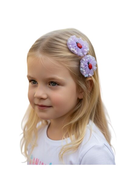 SeaBubbles Girls' Elastic Buckle with Pompom and Ladybug Inside, Pack of 2, Standard Purple