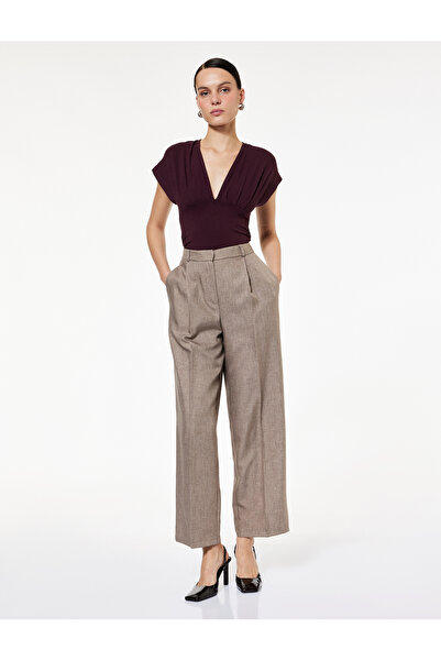 Koton Draped Backless Tie-Up Detail V-Neck Blouse