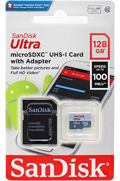 SanDisk Ultra microSDXC 128GB Memory Card 80MB/s (SDSQUNS-128G-GN6MN)