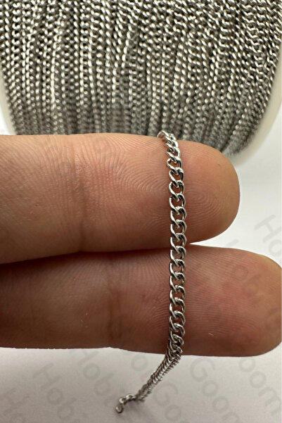 Hobi Goom Takı Yapımı / Üretimi İçin Silver Renk Paslanmaz Çelik Düz Zincir |...