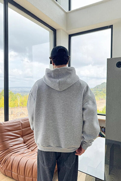 Flaubert - Men's Gray Printed Sweatshirt 3-Ply Fabric Oversize