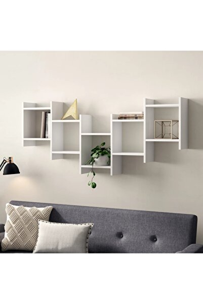 Livenza Home Livenza Modern 10 Gözlü Duvar Rafı 150 cm - %100 MDF - Beyaz