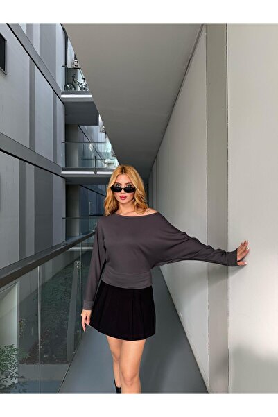 Angel Mia Bluză cu detaliu pe umăr, antracit