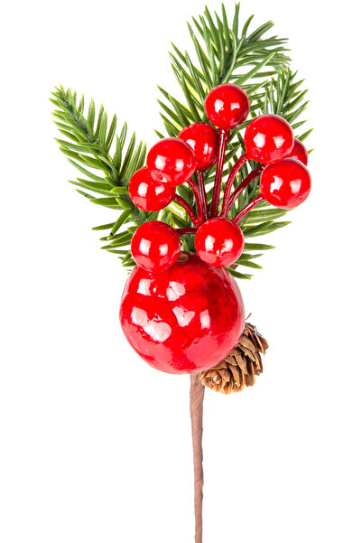 Herdekora Christmas Ornament Pique Berry with Apple and Pine Cone Red-Green 22 Cm.
