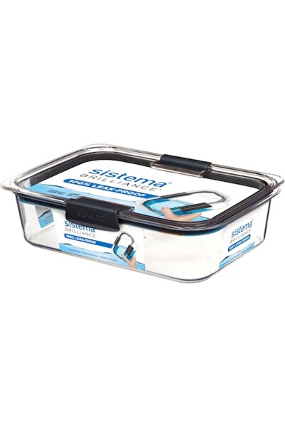Sistema Brilliance Hermetic Rectangular Food Container with Lid, Plastic, 2L