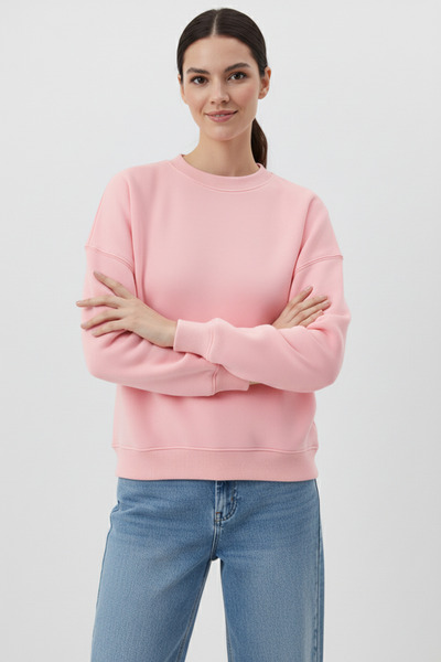 uyguntarz Unisex Yumuşak Dokulu Düz 3 İplik Oversize Sıfır Yaka Sweatshirt – Sade ve Modern Görünüm