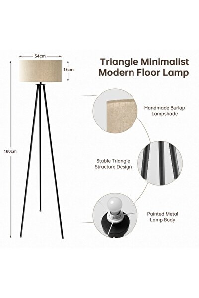 Venpara Modern Triangle Floor Lamp, Remote, Dimmable & Color Temp, Timer, 34x34x160cm