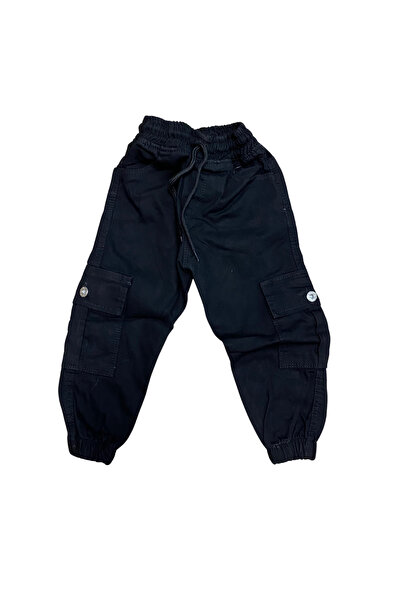 OEM Black cargo pants with side pockets and elastic waist