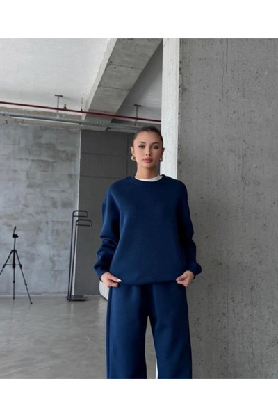 vikitekno Femei guler rotund basic supradimensionat Swea tricou ALBASTRU ÎNCHIS