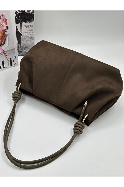 DMG Collection Premium Women's Shoulder Bag with Knotted Strap Detail, Soft (Leather / Suede) Textured